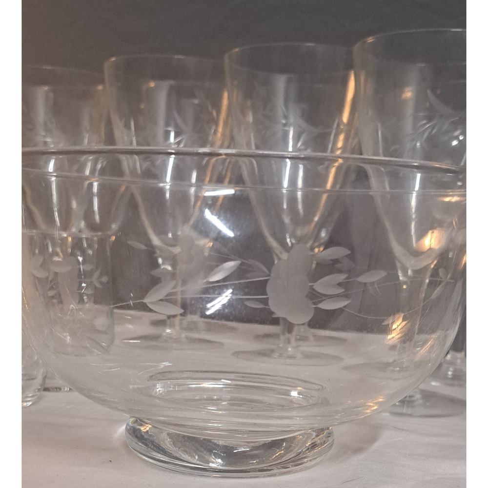 Vintage Princess House Heritage Crystal Irish Coffee Mugs Etched Floral Pattern - Picture 5 of 16